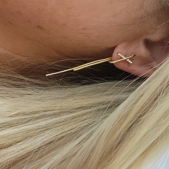 🔥LAST PAIR🔥 FRONT/BACK SNAKE CHAIN DROP EARRINGS - Picture 1 of 7